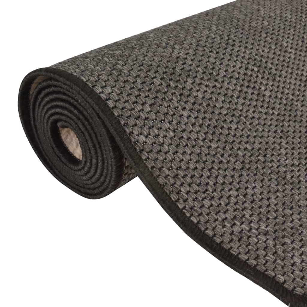 Alfombra de pasillo de aspecto de sisal, color antracita, 80 x 200 cm, suelo antideslizante, lavable para pasillo, salón, cocina, alfombra que atrapa la suciedad con protección contra pisadas