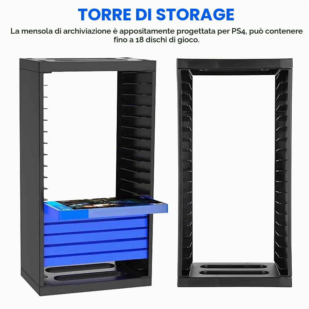 Torre di Stoccaggio per Dischi di Gioco, 19221 Scaffale per CD Scaffale per CD Scaffale a Doppio Strato Organizzatore di Supporto Supporto per Disco di Gioco Universale