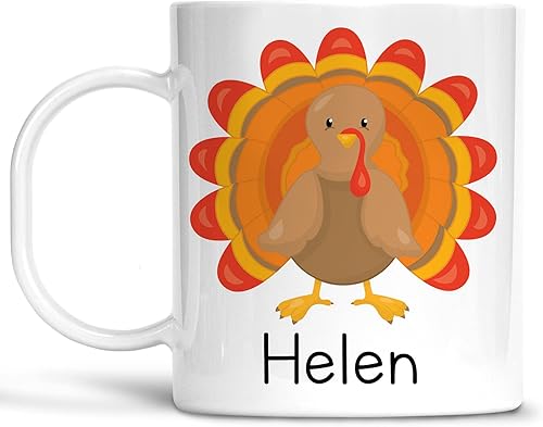 Kids Personalized Thanksgiving Turkey Cup with Child's Name Unbreakable Mug, Dishwasher Safe | BPA Free