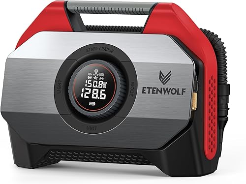 ETENWOLF Vortex S6 - Inflador de neumáticos, compresor de aire portátil para vehículos pesados, bomba de aire inalámbrica para automóviles e