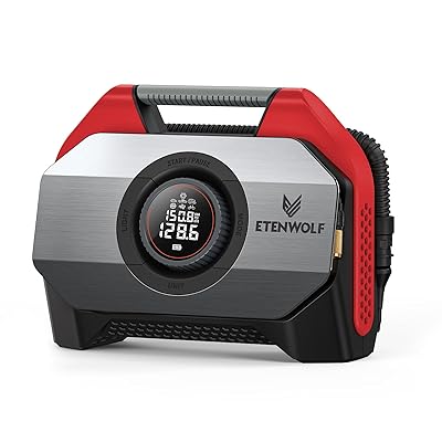 ETENWOLF VORTEX S6 Tire Inflator Portable Air Compressor for Heavy-duty Vehicle, Cordless Air Pump for Car & Inflatables with 19200 mAh Battery, 100% Duty Cycle & Dual Cylinder Bike Pump, Vivid Orange