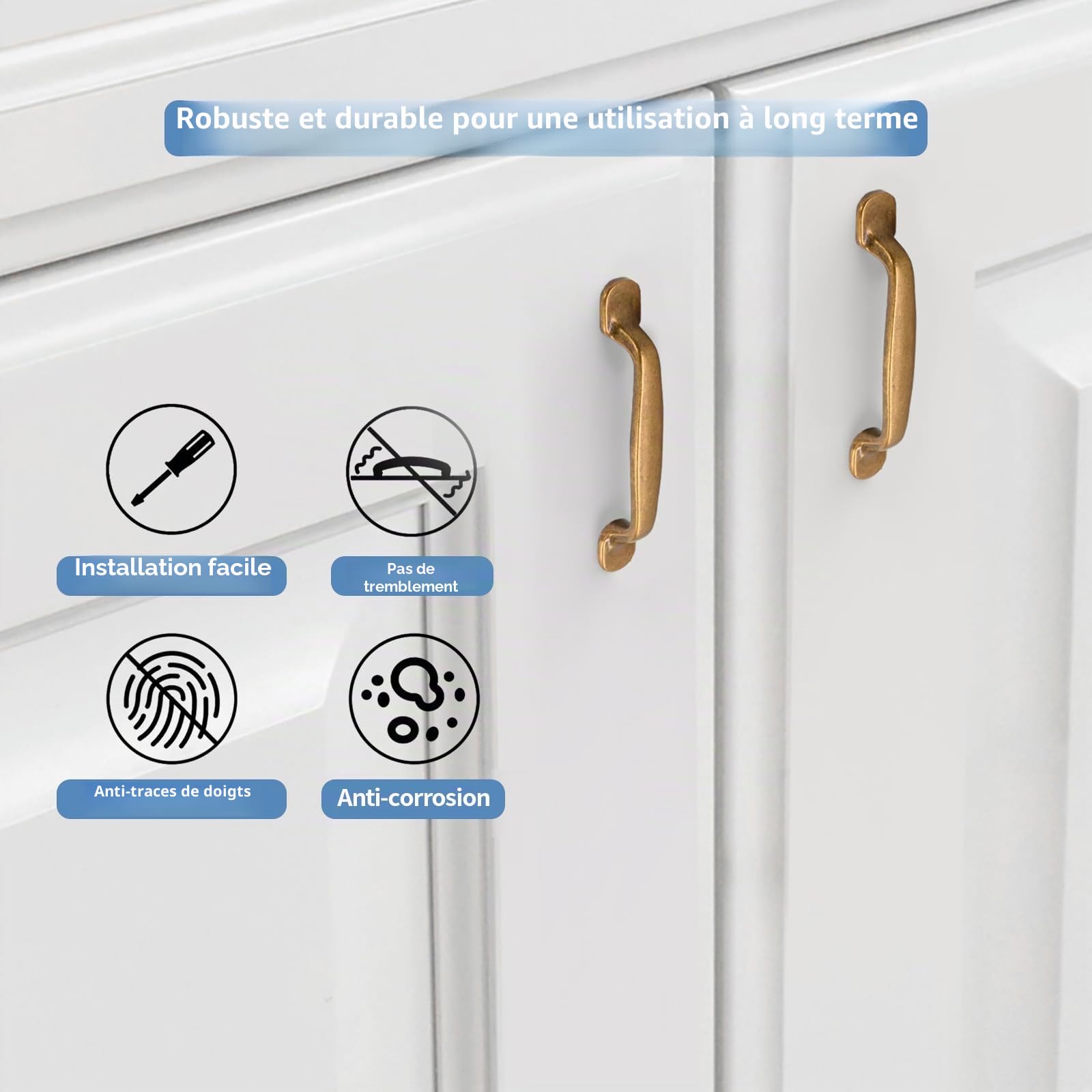 Amerdeco 10 Pièces Rétro Poignee de Meuble Cuisine bronze 96mm Alliage de zinc Poignées Meubles avec Vis, pour Bureaux, Tiroirs, Armoires, Placard UK0080