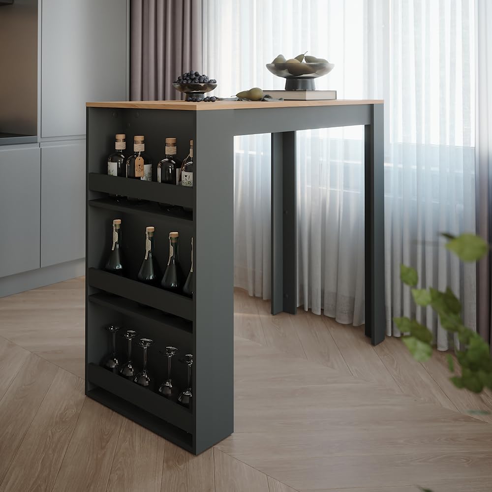 Vicco Bartisch Repose, Goldkraft Eiche/Anthrazit, 57 x 117 cm, als Stehtisch nutzbar für Küche oder Essbereich