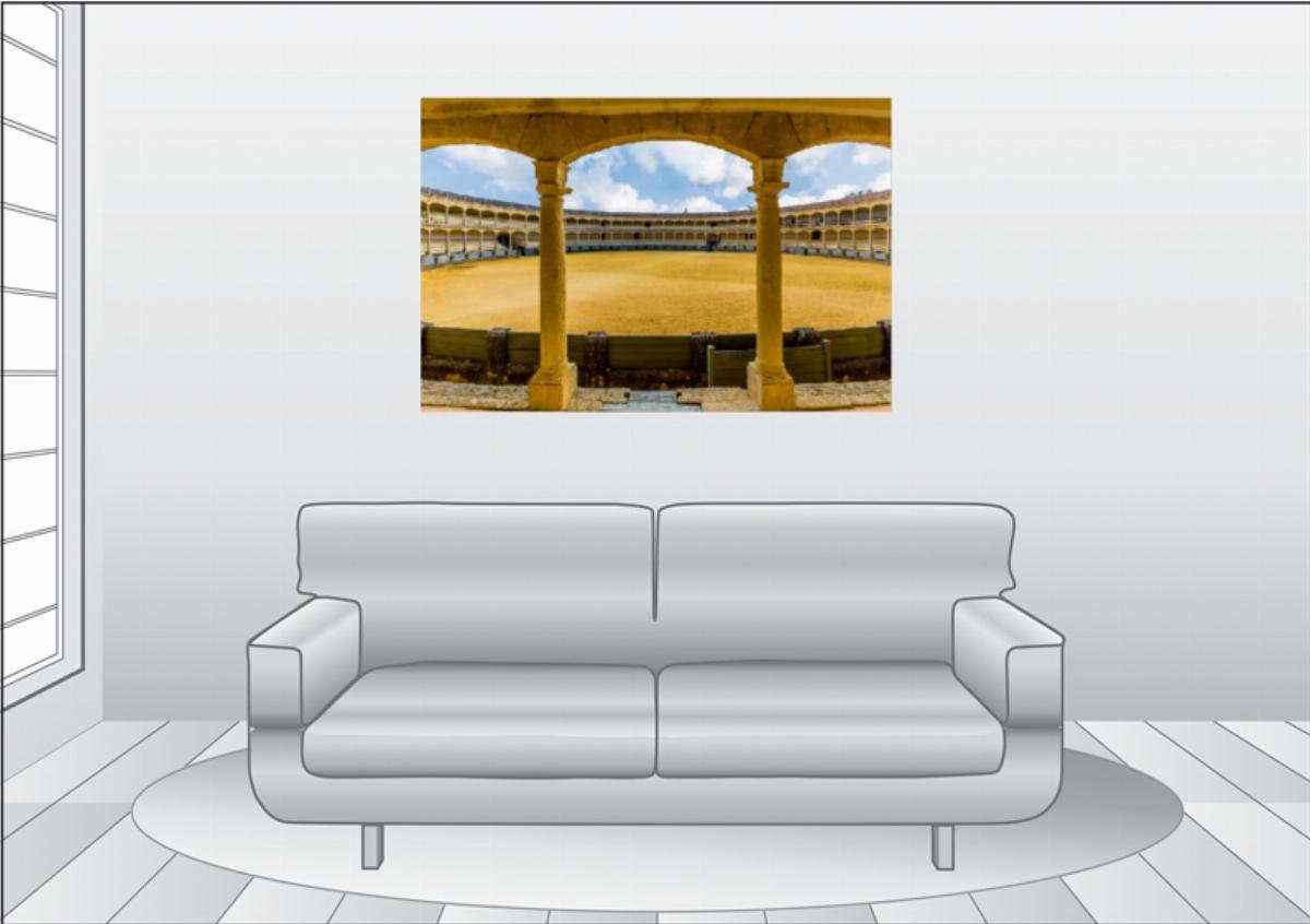 Premium Textil-Leinwand 120 x 80 cm Quer-Format Stierkampfarena, Ronda, Spanien | Wandbild, HD-Bild auf Keilrahmen, Fertigbild auf hochwertigem Vlies, Leinwanddruck von Thomas Konietzny