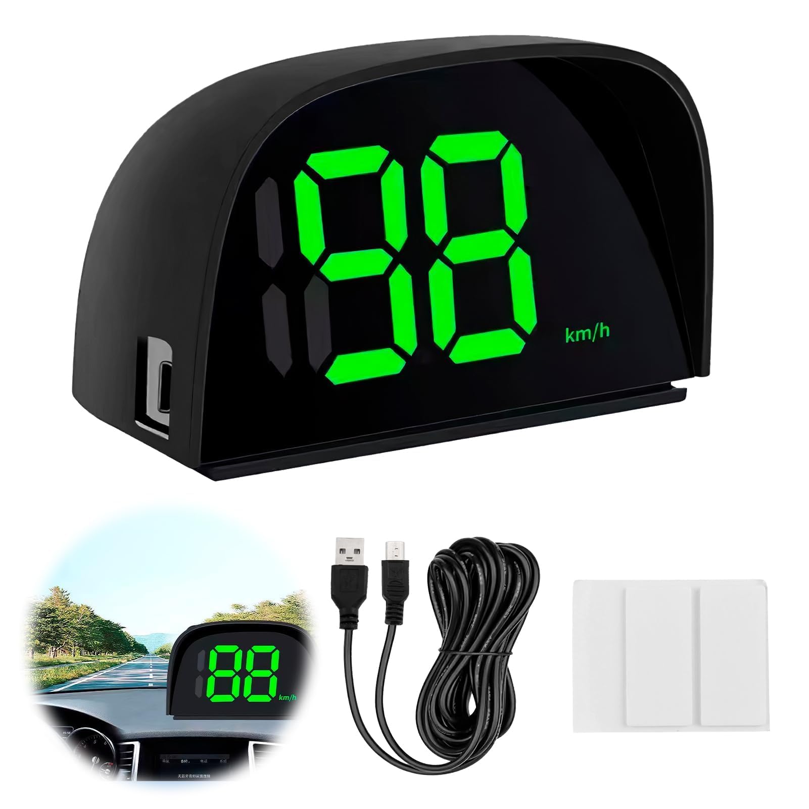 Tachimetro Digitale GPS Universale per Auto Moto Camion Bici Head up Display HUD per Car Velocità KMH Schermo LED con Parasole Facile da Installare USB Plug and Play