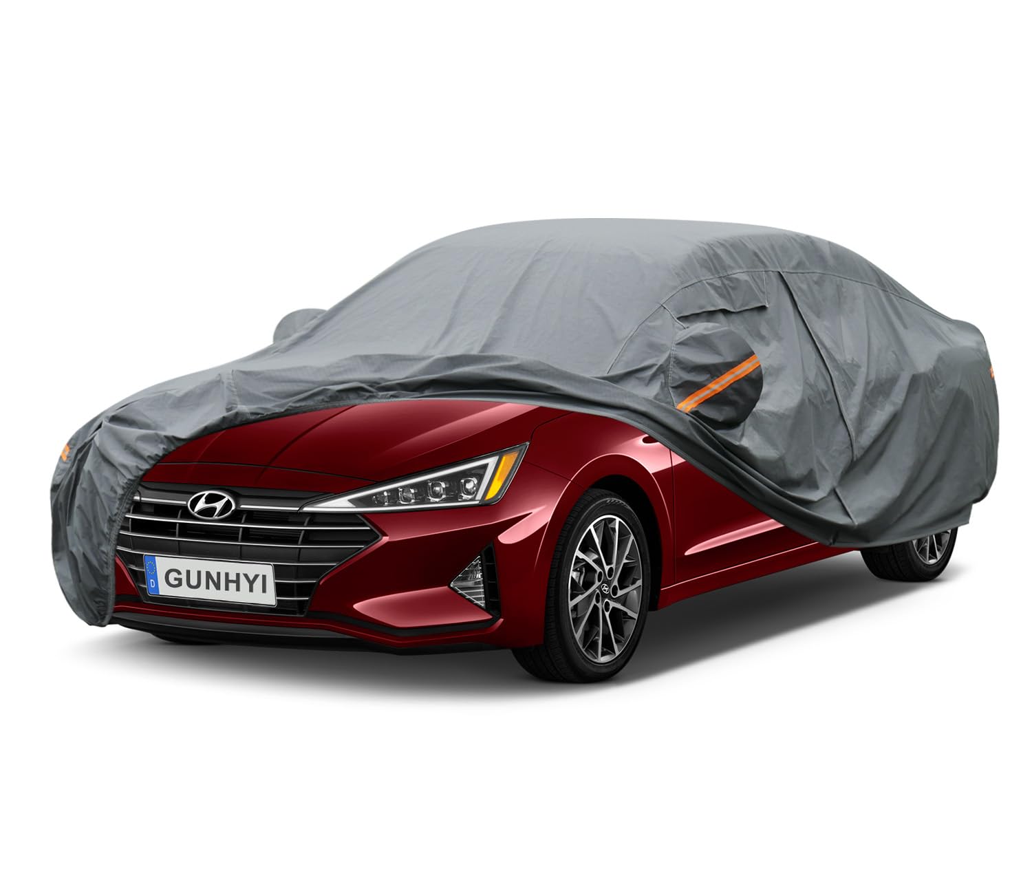 GUNHYI Premium Car Cover Custom Fit Hyundai Elantra, 16 Layers Heavy Duty Car Cover Waterproof All Weather with Zipper Door for Sun Rain Snow Dust Uv Protection
