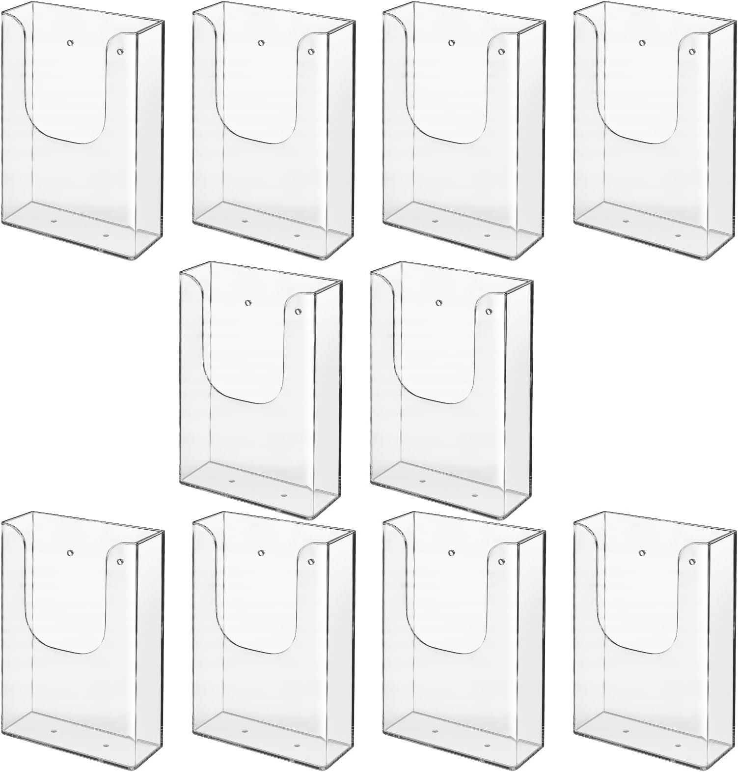 LISHINE 6 Pack Brochure Holder Wall Mount 6.5 x 6.5 Inch Plastic Flyer Holder Clear