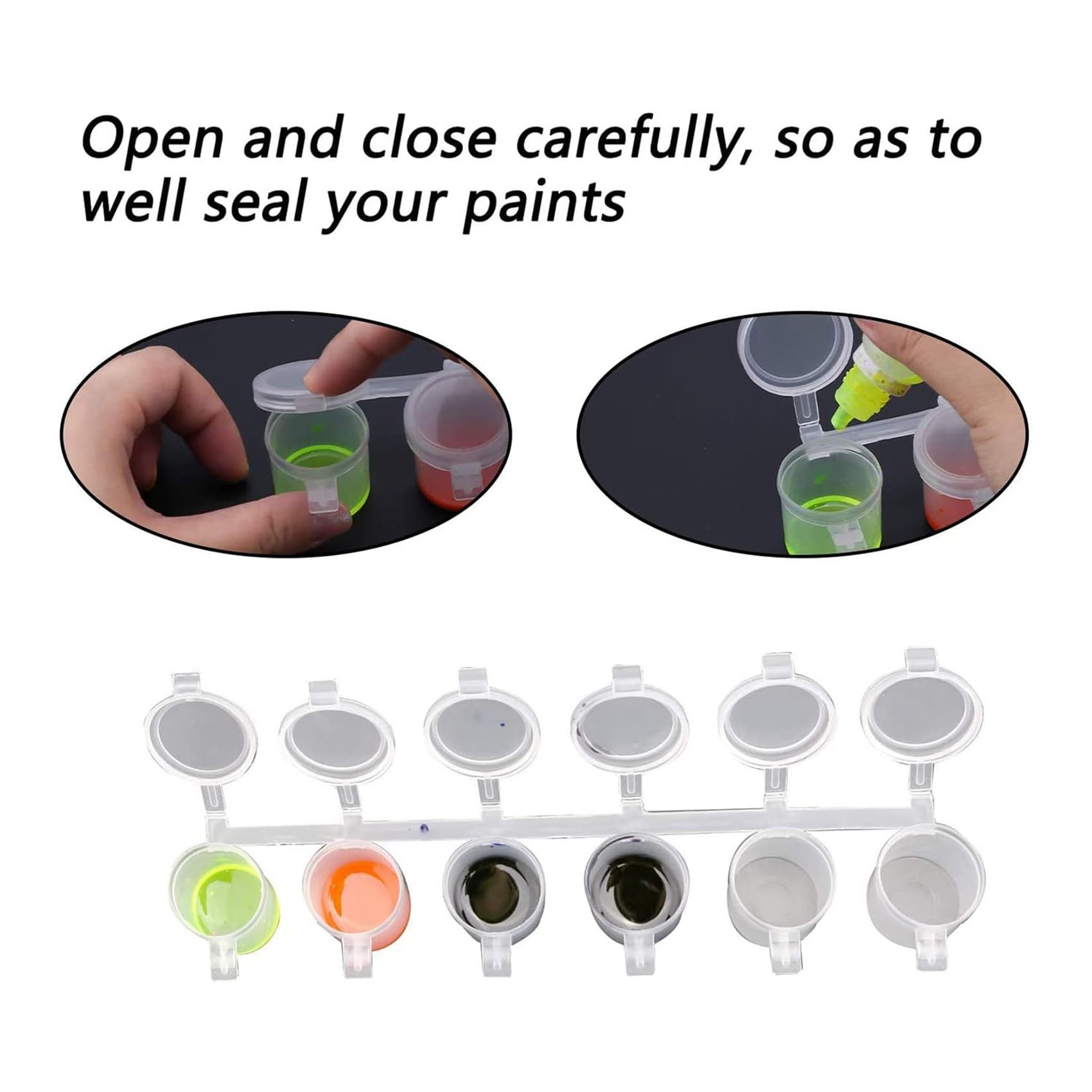 25 Streifen, 150 TöPfe, Leere Farbstreifen, Farbbecher, 10 Ml, Mini-FarbtöPfe, Transparente AufbewahrungsbehäLter Aus Kunststoff