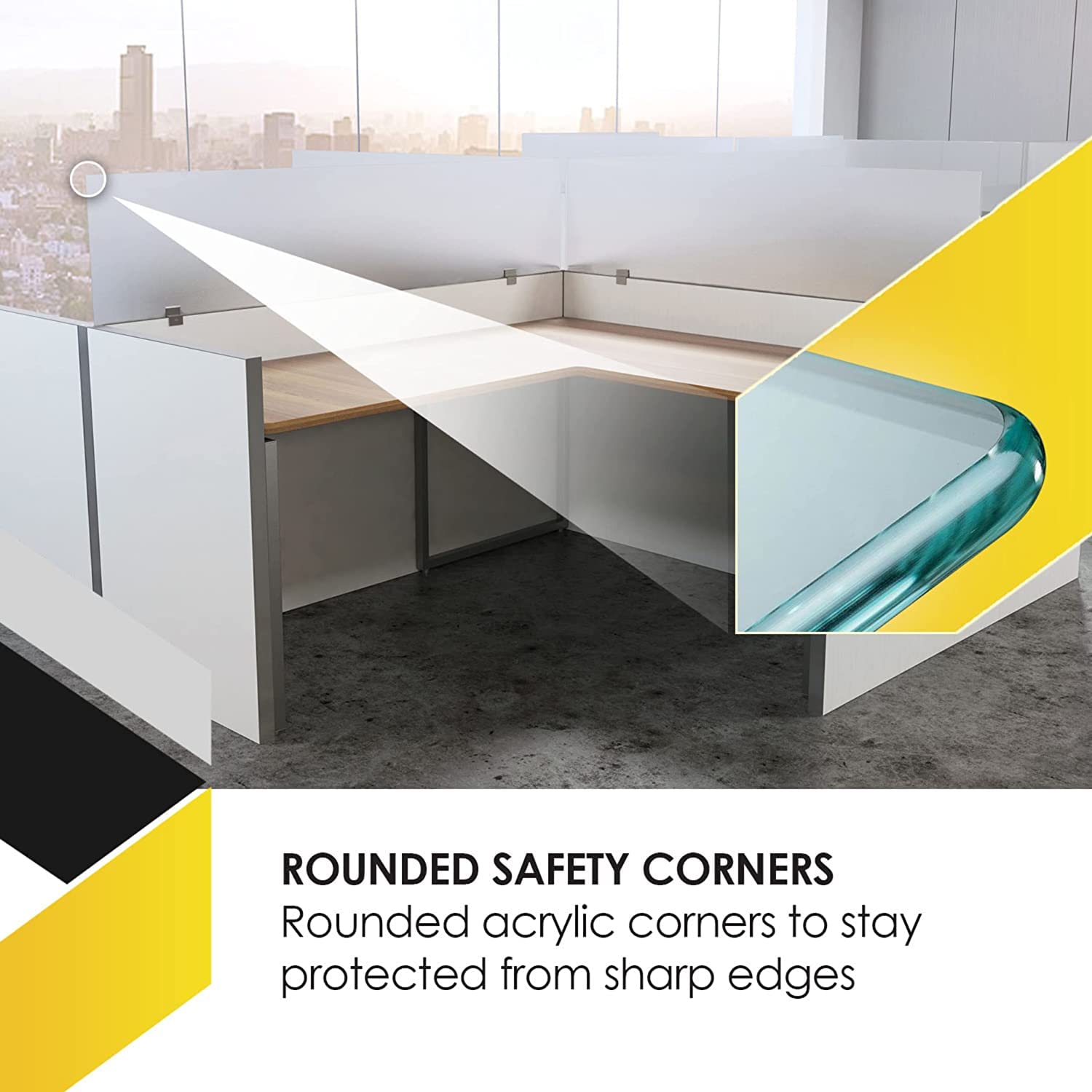 Obex Acrylic Desk Privacy Screen – 24x48 Inch Frosted Divider, Freestanding Tabletop Partition For Office & Home