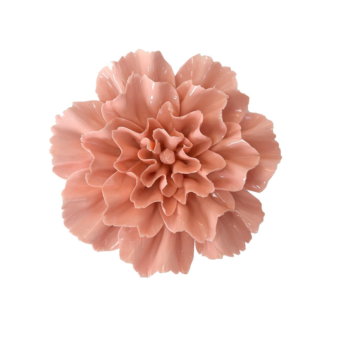 AMERRY Carnation, 4.72" Ceramic Flower Wall Art, Artificial Flower Wall Sculpture，Handcrafted 3D Hanging Porcelain Flowers,3D Wall Hanging Decor,Porcelain Flower Wall Décor for Home (Orange)