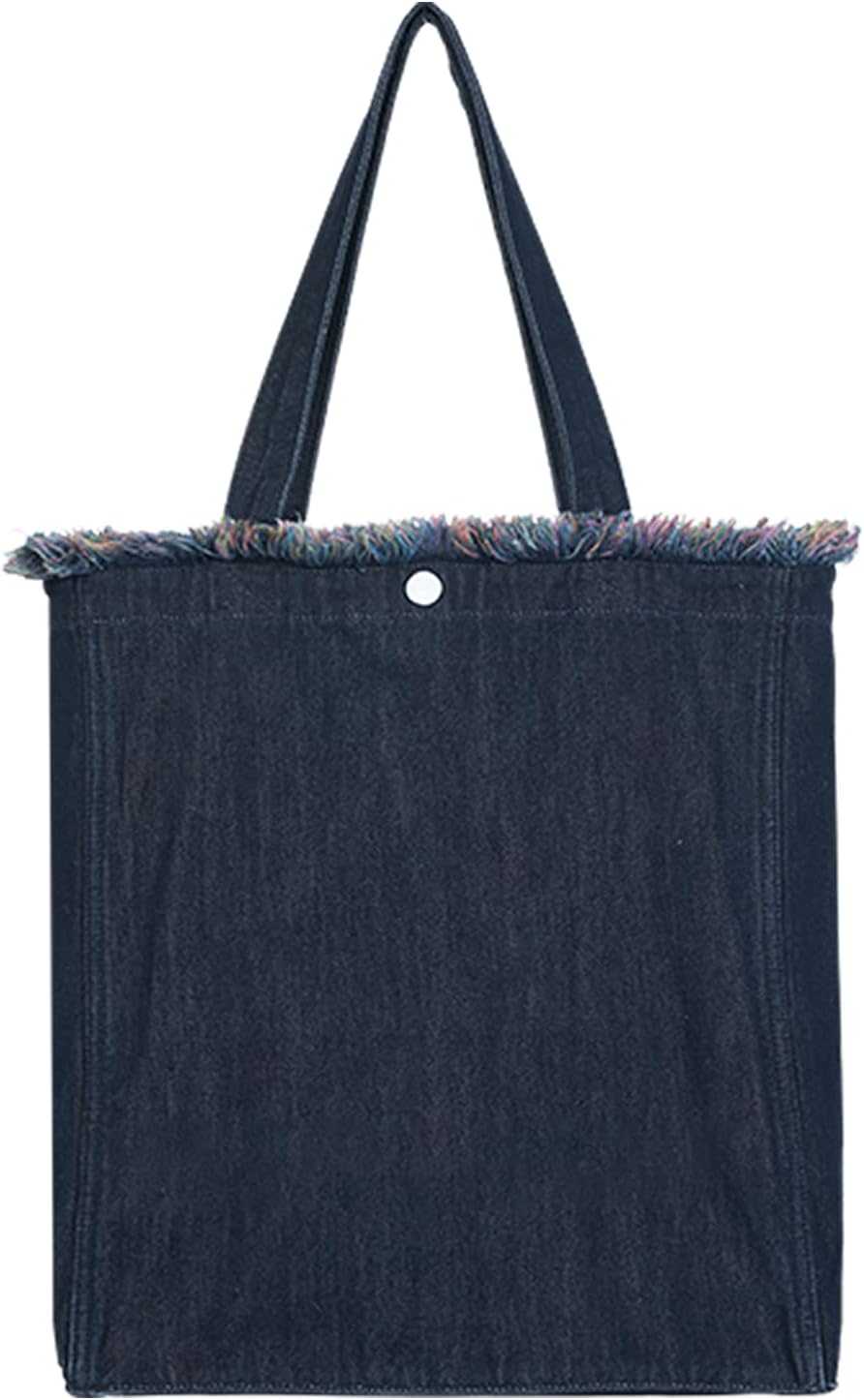 Premium Niche Lightweight Foldable Designer Shoulder Bag | Aesthetic Boho Red Fringe Denim Tote Bag with Zipper pockets