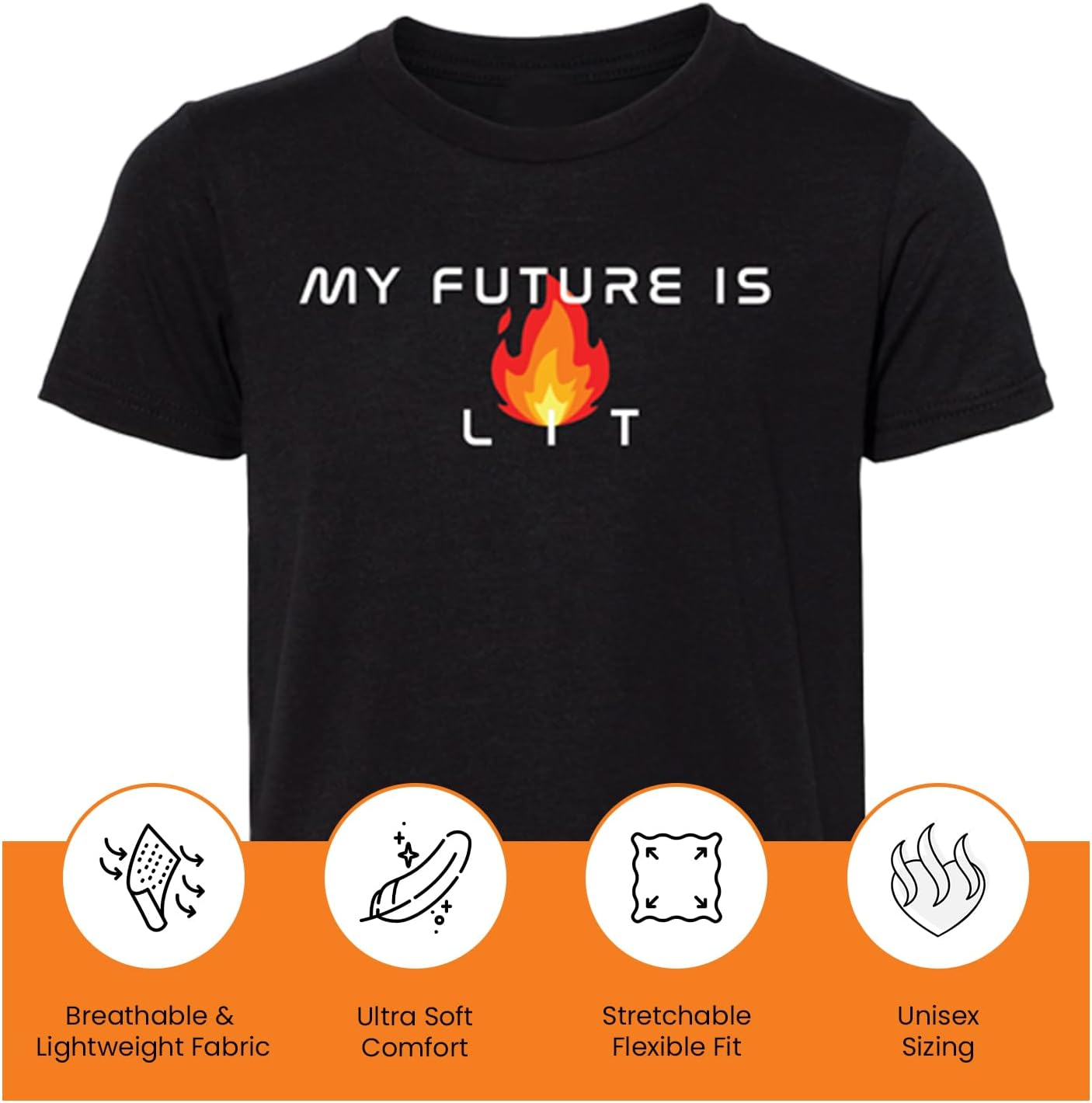 My Future is Lit Graphic T Shirt, Soft Unisex Inspirational Tee, Cotton Blend Motivational Casual Top, Positive Mindset
