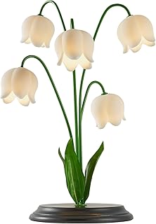 Lily of The Valley Table Lamp with Remote - 17.7 H x 13 W x 13 D, 5 Blos...