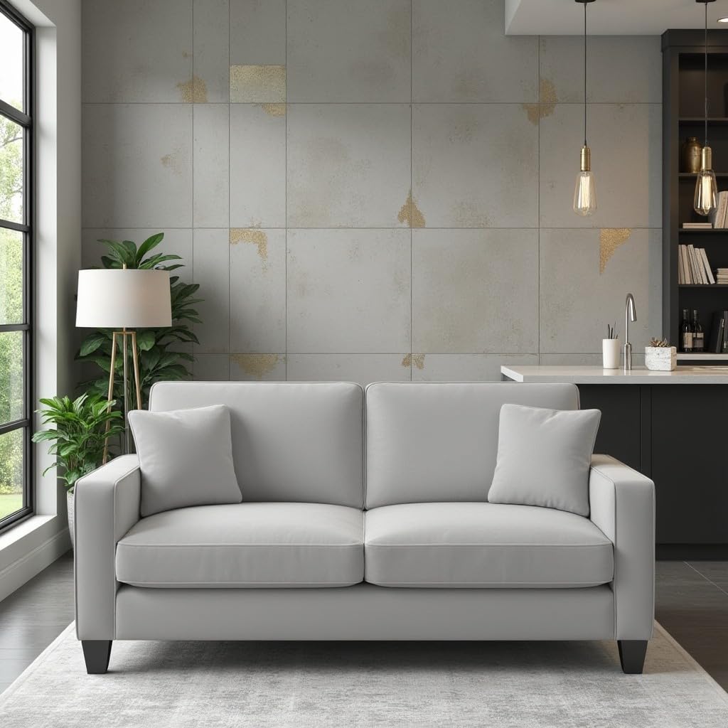 torque moscow 2 seater fabric sofa (light grey) 2 person sofa, wooden sofa set, couch for living room | 1 years warranty
