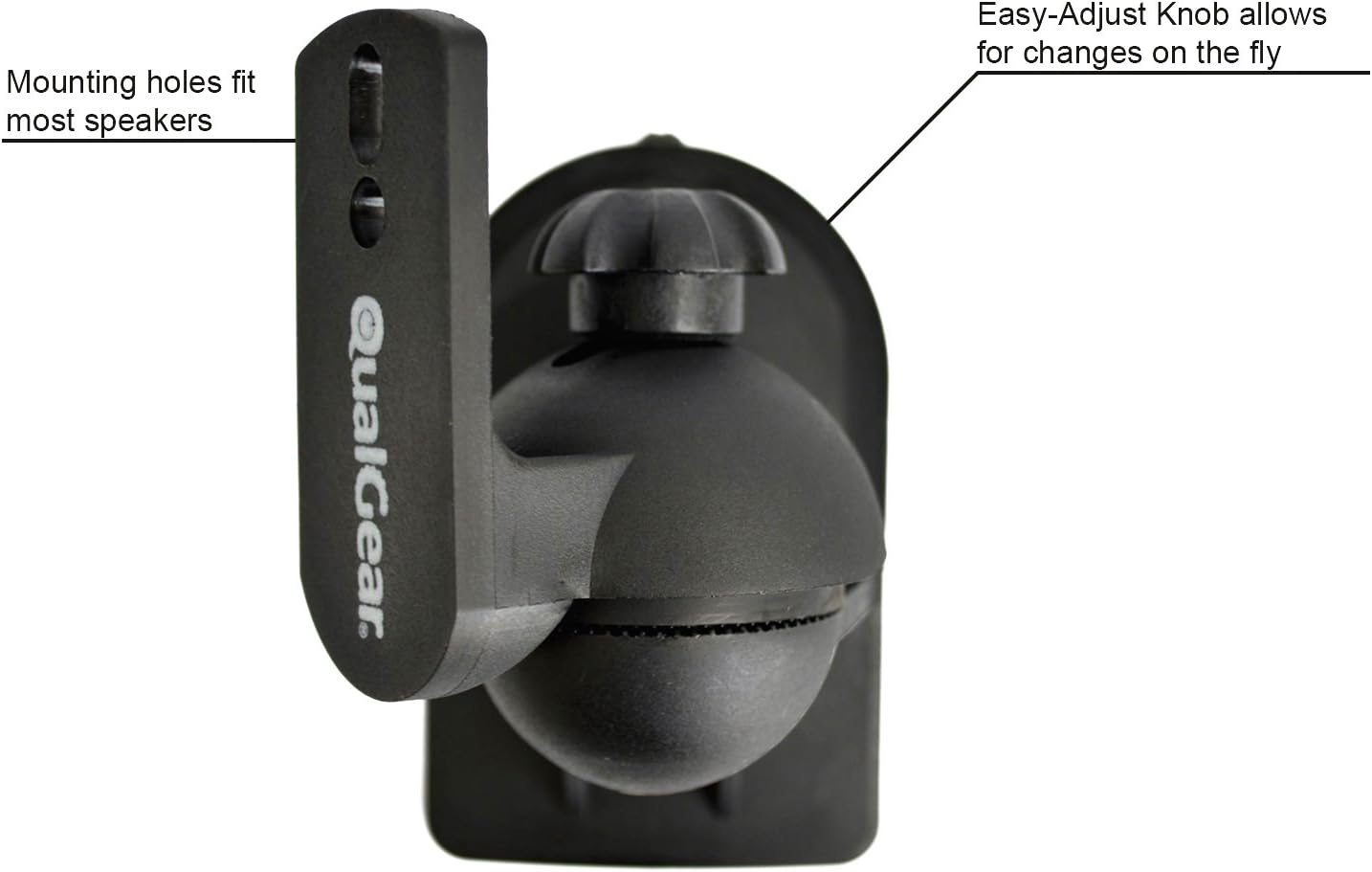 QualGear Universal Speaker Wall Mount for Speakers Up to 3.5Kg/7.7lbs, Black (Qg-Sb-002-Blk) (Pack of 2)