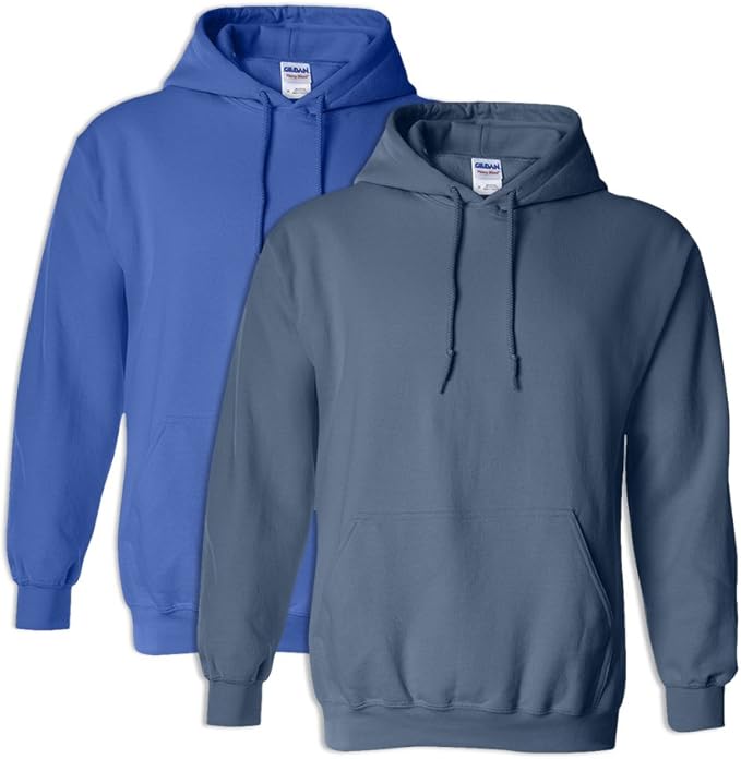 Gildan G18500 Felpa Con Cappuccio E Zip Uomo – Misto Cotone – 5XL, Nero + Mélange Scuro
