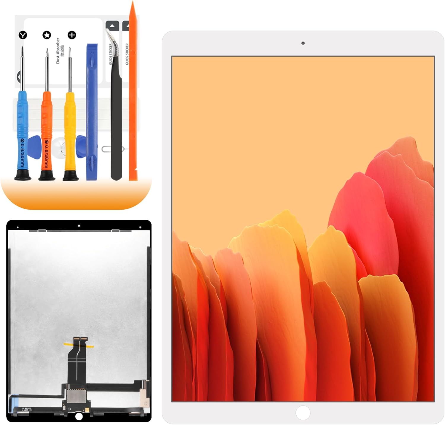 for iPad Pro 12.9 2015 Screen Replacement for iPad Pro 12.9 1st Gen LCD Display A1584 A1652 LCD Screen Digitizer Touch Assembly Repair Parts + IC Connector PCB Flex Cable (White)