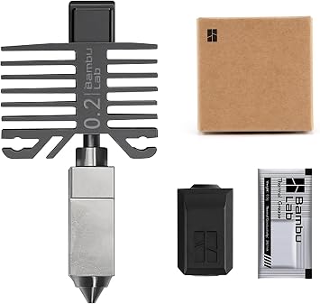 Bamboo Original 0.2mm Stainless Steel Nozzle Assembly Hotend Kit for Bambu Lab X1 Series and P1 Series,Compatible with P1S P1P X1C X1 Carbon 3D Printer