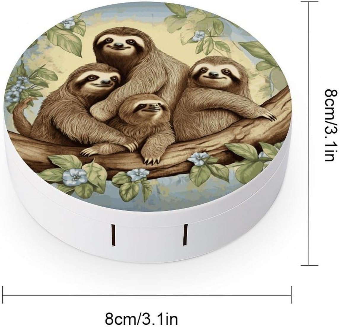 Sloth Family Contact Lens Case Kit with Mirror,Tweezer And Contact Lenses Solution Bottle,Portable Soak Storage Kit Leak Proof Contact Lens Box Holder Container for Travel image 2