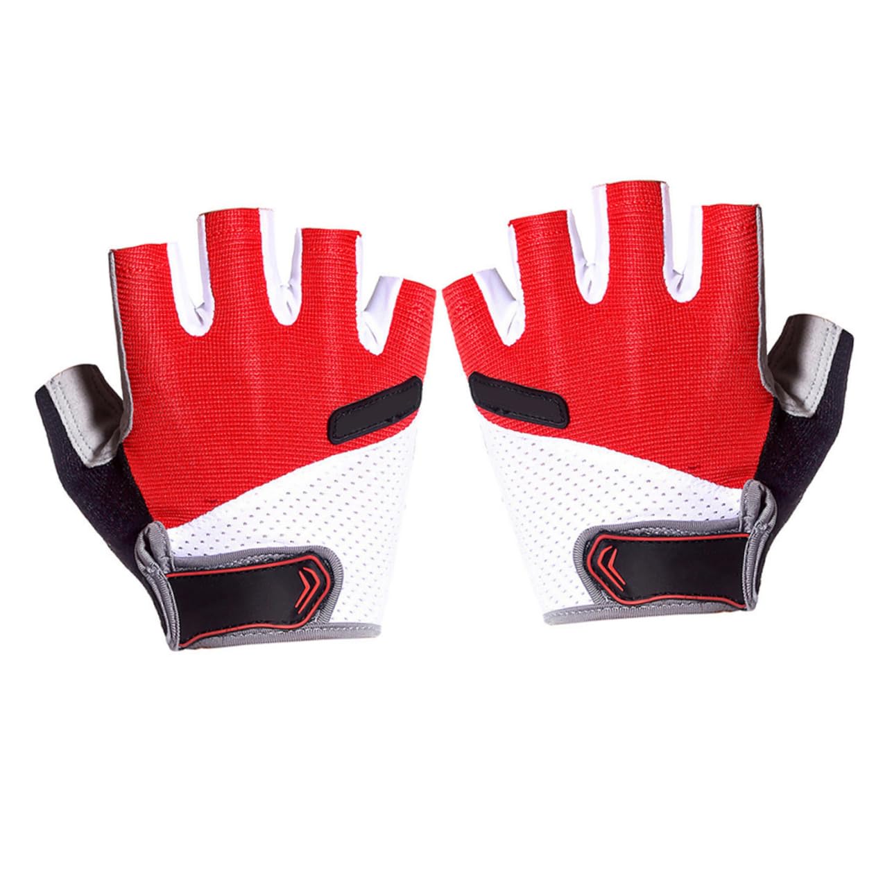 FOMIYES 1Pair Unisex Half Finger Cycling Gloves Breathable Shockproof Slip Sports Gloves for Biking Jogging Fishing and Outdoor Activities Red