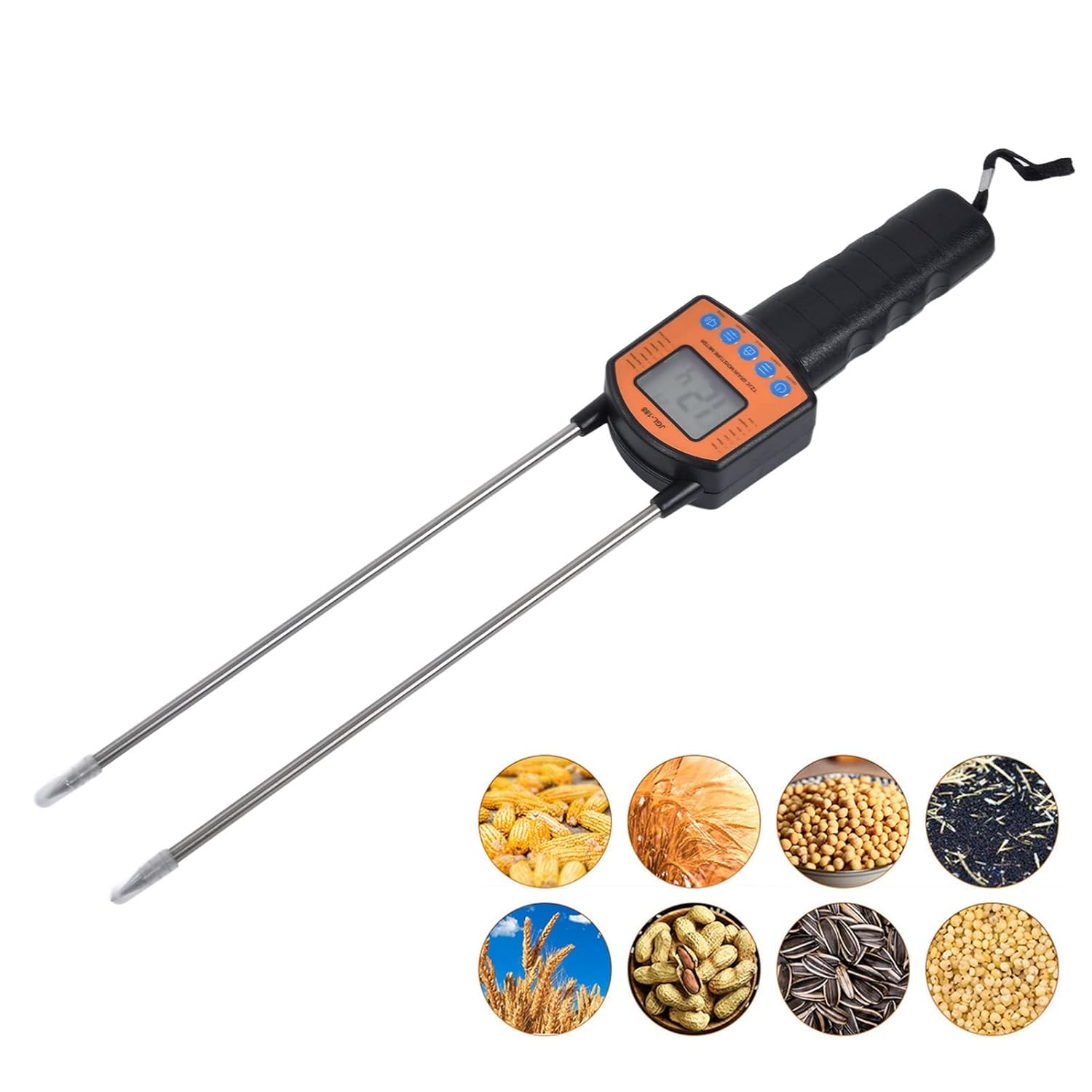 Hay Tester Probe, Portable Hay Checker Hay Calibration Meter with LCD Display Grain Water Content Analyzer Tools Humidity Tester, for Wheat Corn Peanut Soybean