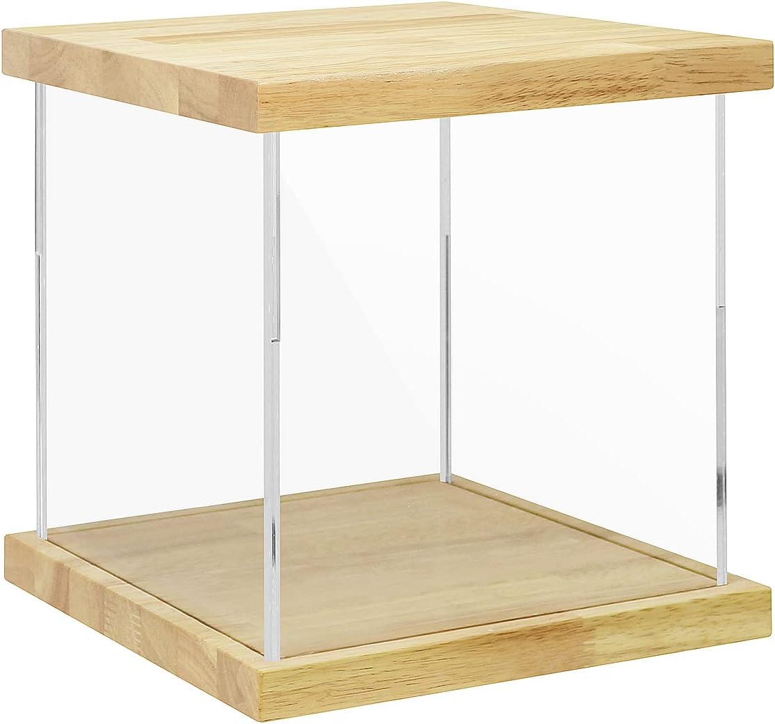 BenchPro Clear Acrylic Display Case for Trophy, Collectibles, Assemble Cube Display Box Stand Dust Proof Protection Showcase for Action Figures Toys. (1" Thick Wood, 12" H x 12" L x 12" D)
