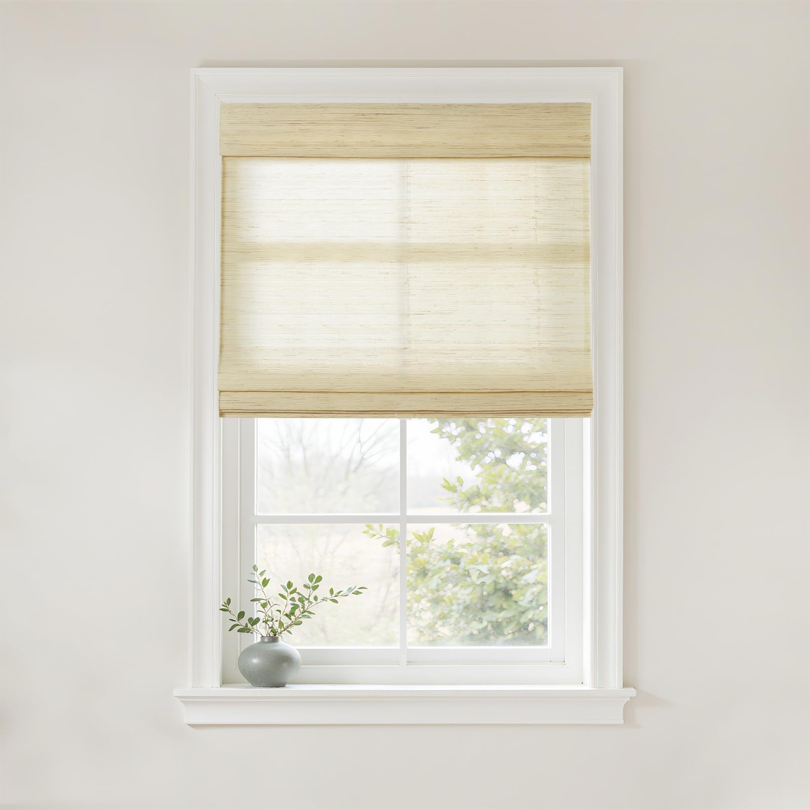 Amazon.com: TWOPAGES Natural Woven Bamboo No Drill Roman Shades
