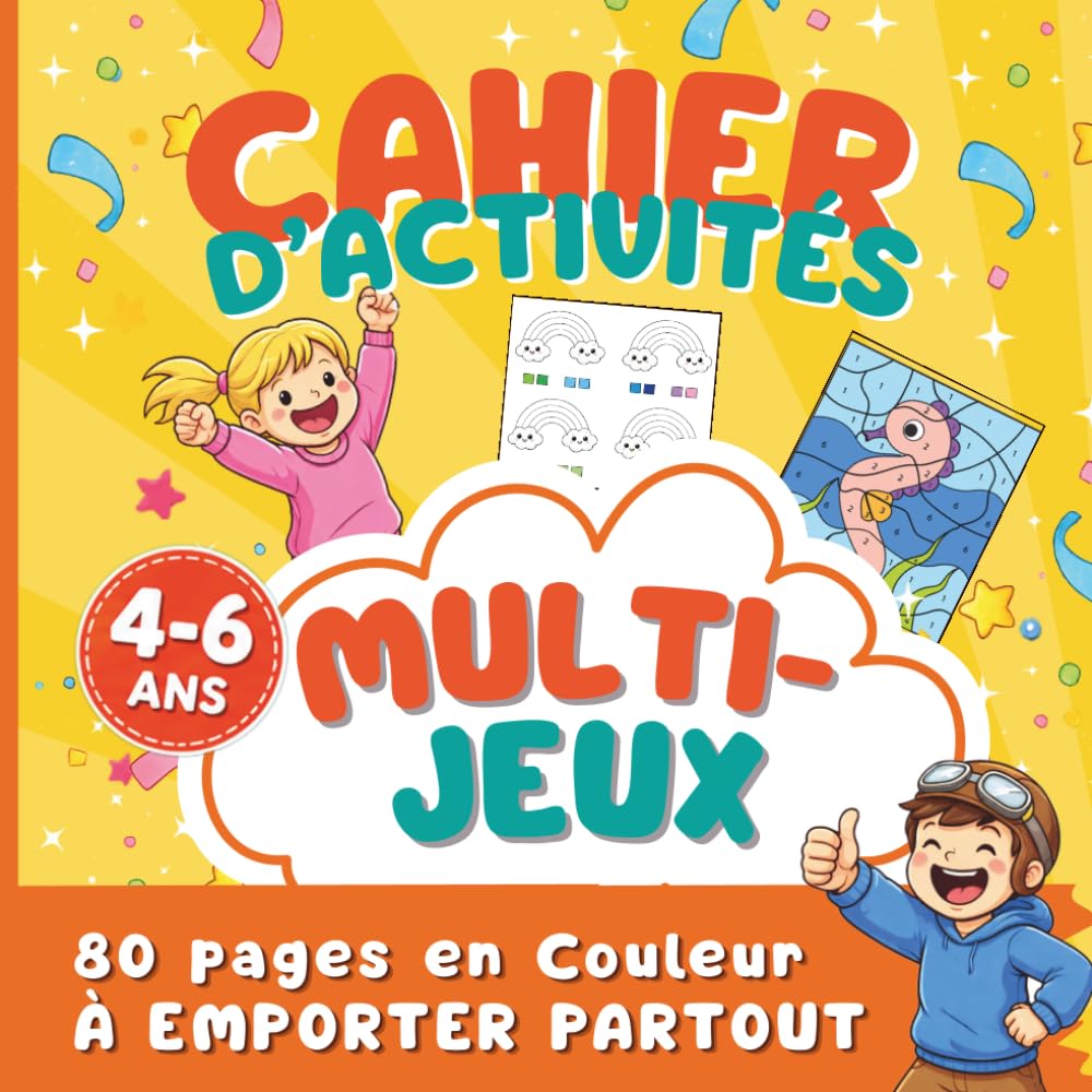 Cahier d'activités multi-jeux maternelle 4-6 ans: 80 pages en couleur – à emporter partout