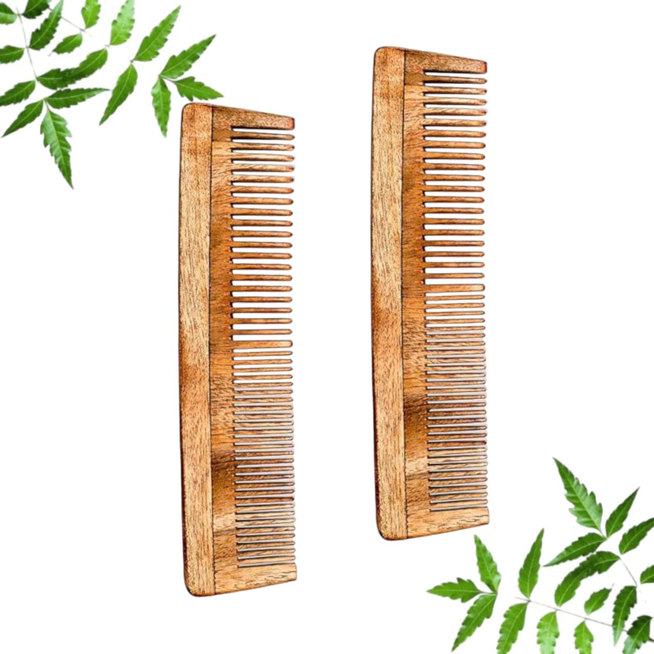 Salon tools - Pack Of 2, Wooden Dual Tooth Comb