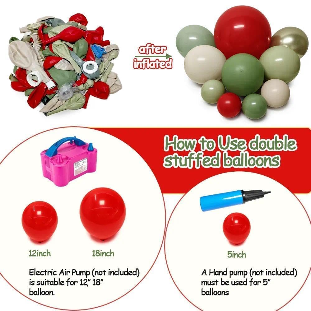 Guirlande de ballons rouges, verts, dorés, à double rembourrage, vert sauge, sable, blanc, pour anniversaire, fraise, fête prénatale, mariage, décorations de fête de Noël
