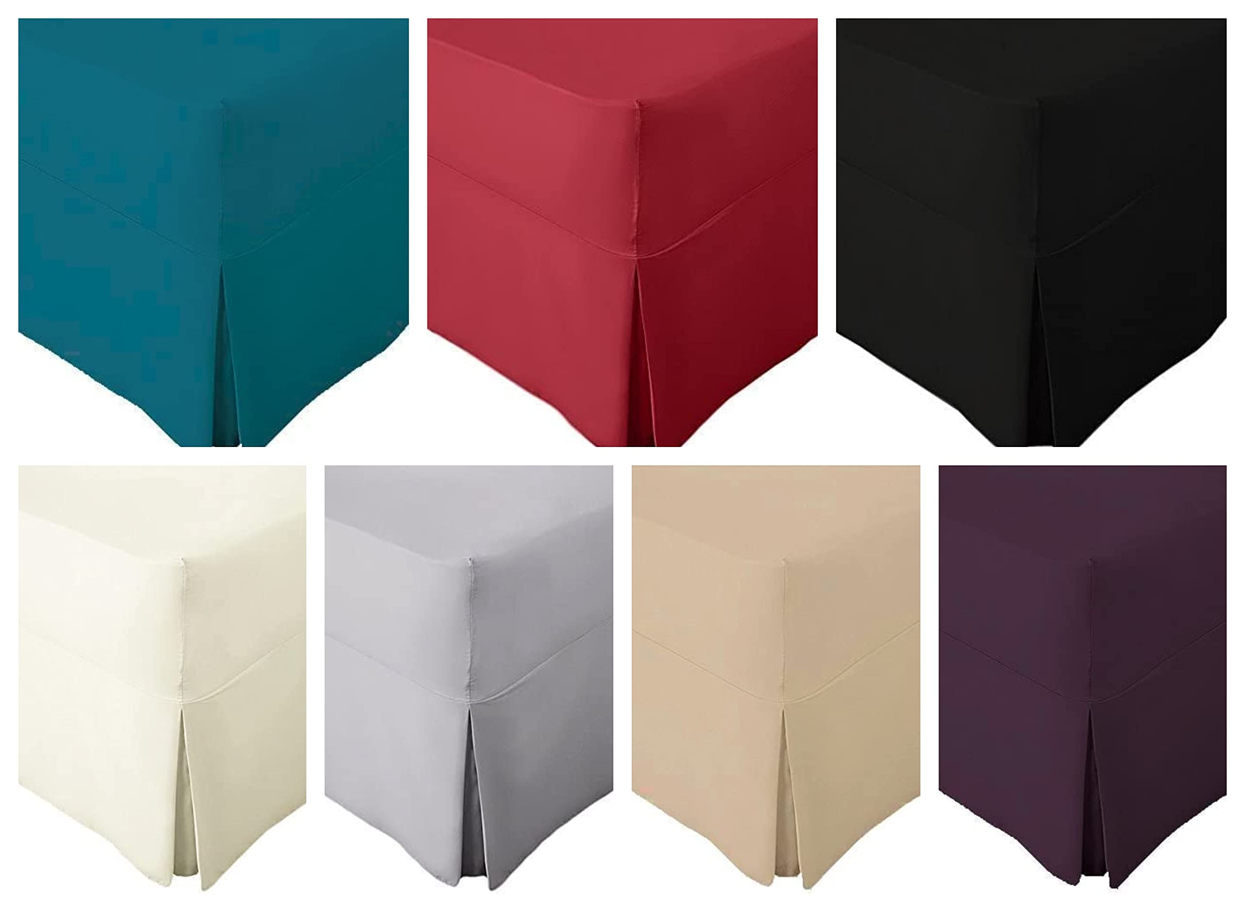 Axcent Comfort Chocolate Extra Deep Pleated Valance Fitted Sheet Single 180 Thread Count Polycotton Non Iron Percale Bed Sheets With 10" Box And 16" Frill (Chocolate)