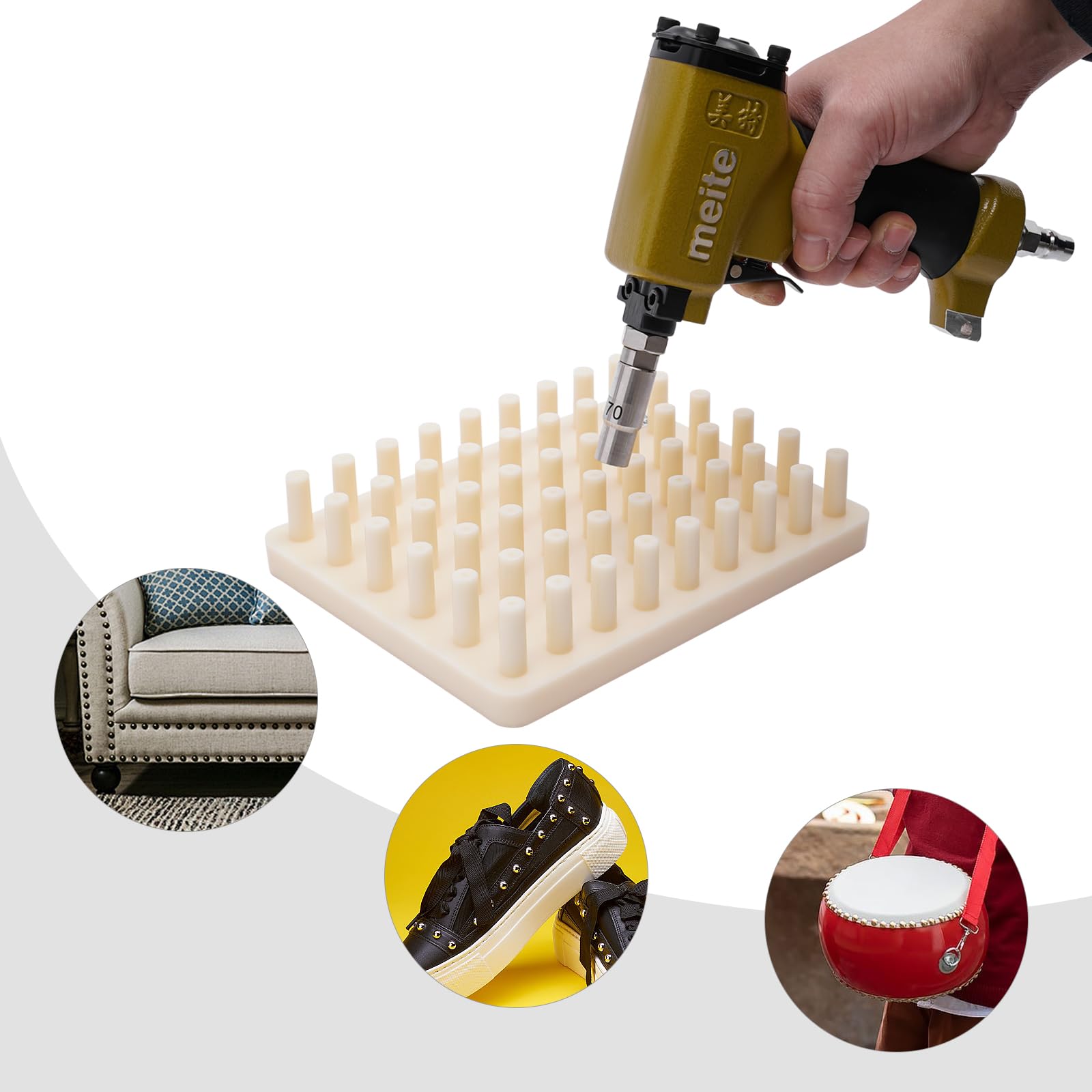 Chiodatrice ad aria compressa, pistola per unghie, chiodatrice pneumatica con 54 capacità di chiodo, lega di alluminio, per lavori di legno, decorazioni, mobili