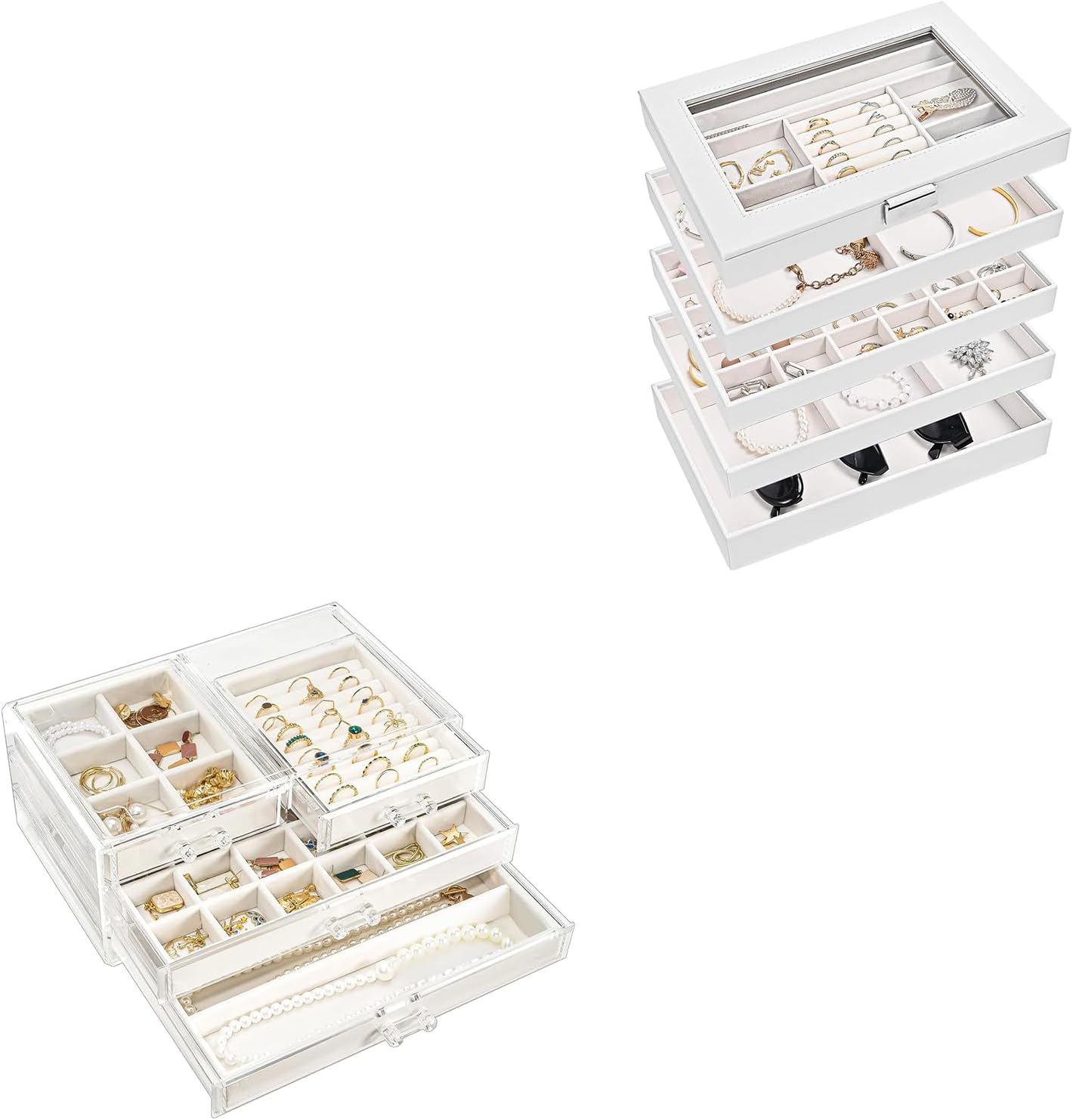 Amazon.com: ProCase Jewelry Box Bundle with Acrylic Jewelry Organizer ...