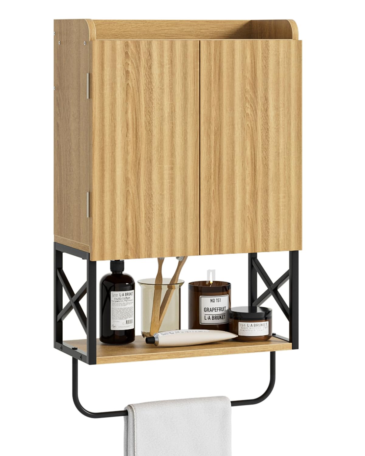 Armoire à pharmacie / Armoire murale de salle de bain, meuble mural avec étagères réglables, armoire gain de place pour salle de bain, cuisine et salon (68,5 x 39 x 18 cm, chêne au design moderne)