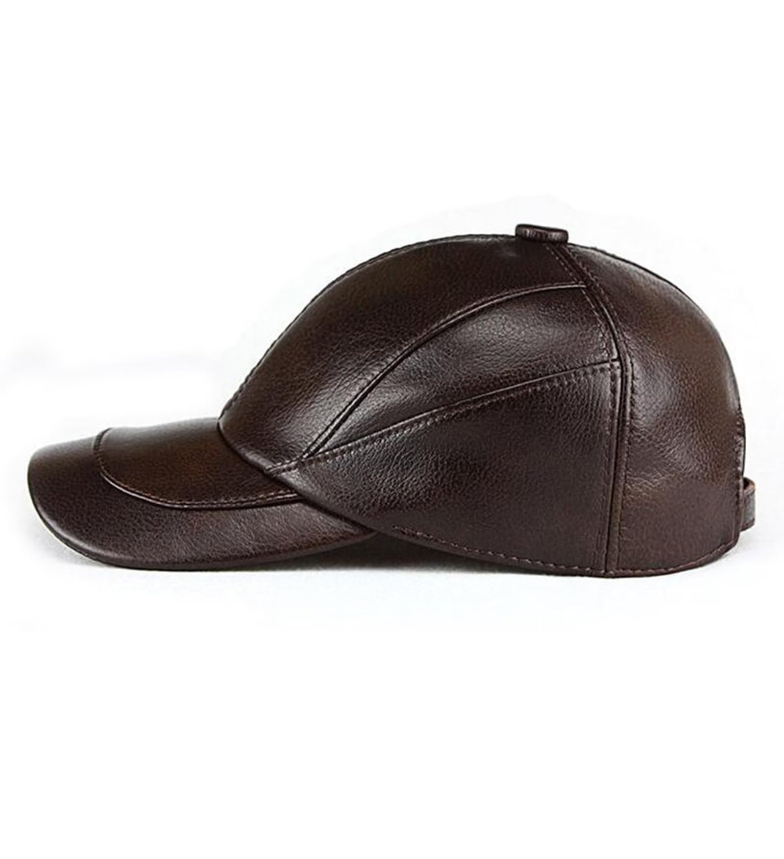 Cappello da Baseball in Pelle da Uomo Autunno Inverno, Impermeabile, Sportivo, con Visiera Regolabile, Cappello da Sole, Cappello da Guida, Marrone-L,Brown-L