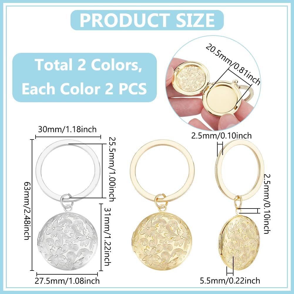 UNICRAFTALE 4Pcs Locket Keychain Personalized Memory Locket Key Chain with Photo Custom Pictures Photo Keychain for Gift - Image 4