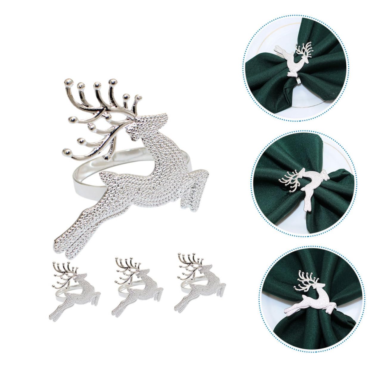 PRETYZOOM 5 Set Portatovagliolo Arredamento Socche Tovagliolo Di Natale Decorazioni A Forma Di Allegro Titolare Fibbie Per Tovaglioli in Lega Portatovaglioli Da Tavola Argento 4 Pezzi*5