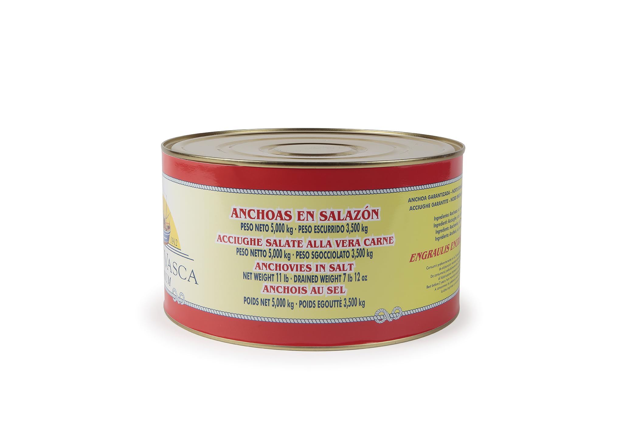 Acciughe Salate del Mar Cantabrico 13/14 Pesci per Strato COSTA VASCA - 5kg (sgocciolato 3,5 kg) - [1 unitá]