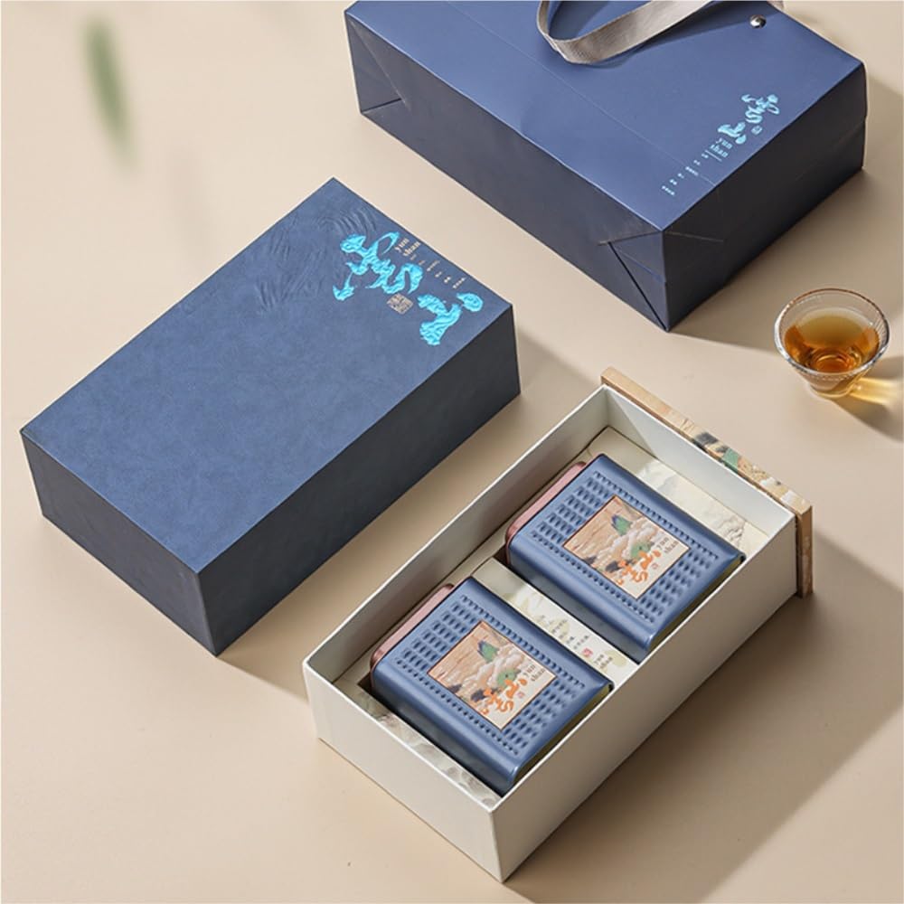 Set Da Tè Contenitore for la conservazione del tè quadrato retrò Contenitore for la conservazione del tè sfuso Cibo da cucina Set da tè in latta sigillata Set di scatole regalo con doppia lattina Bara