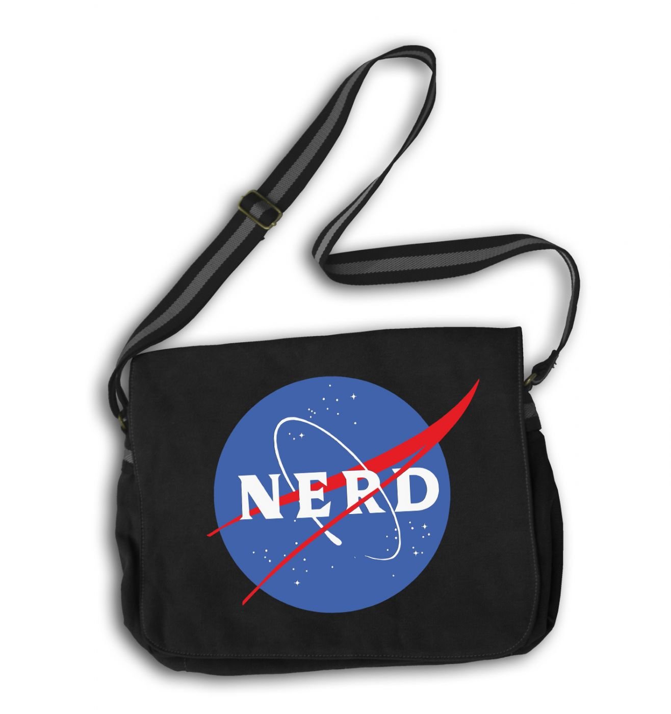 Science Bags By Big Mouth Unisex Black Nasa Nerd Messenger Bag - Messengerbag