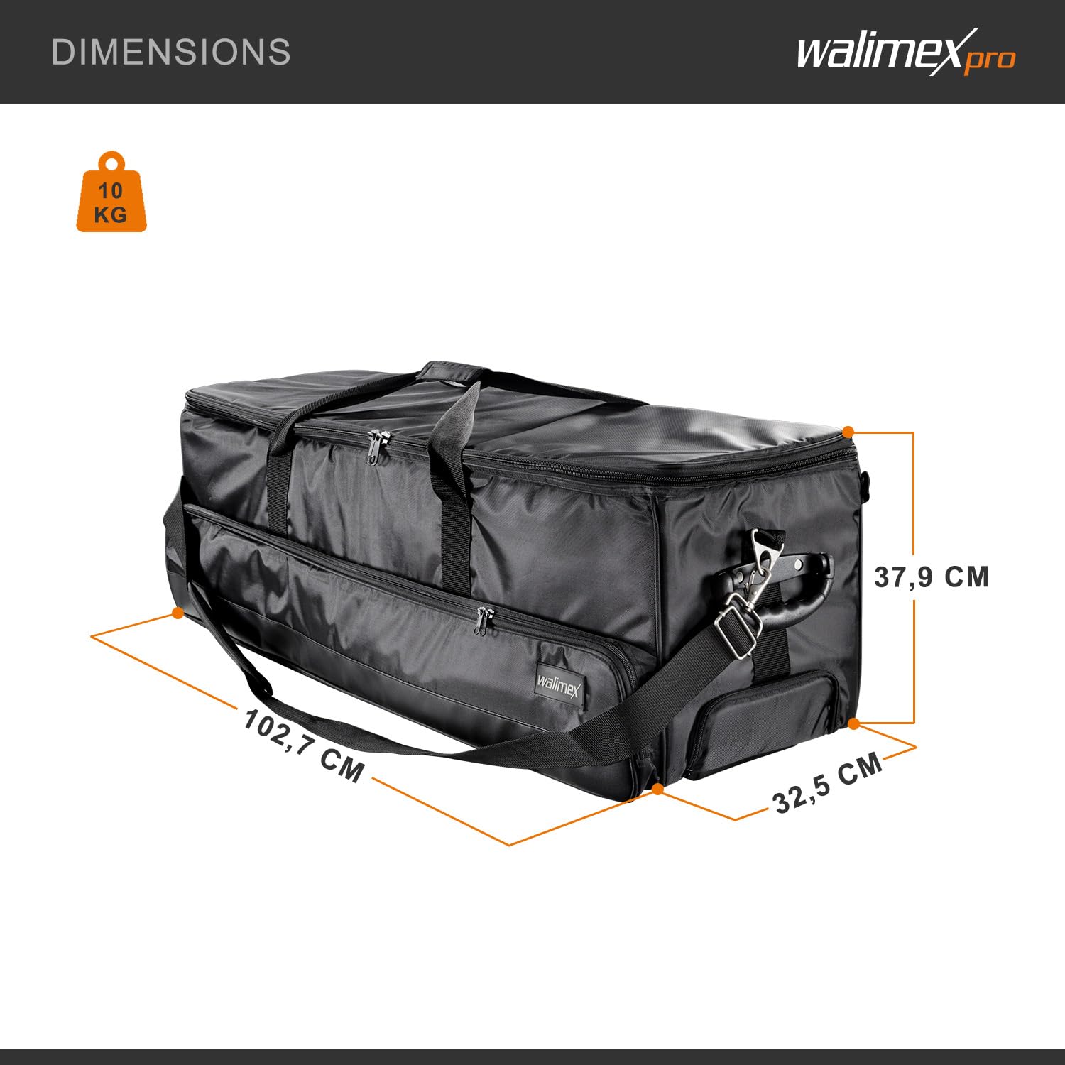 Walimex Studio Trolley XL (incl. poignée de chariot extensible, bandoulière rembourrée, division intérieure variable), noir