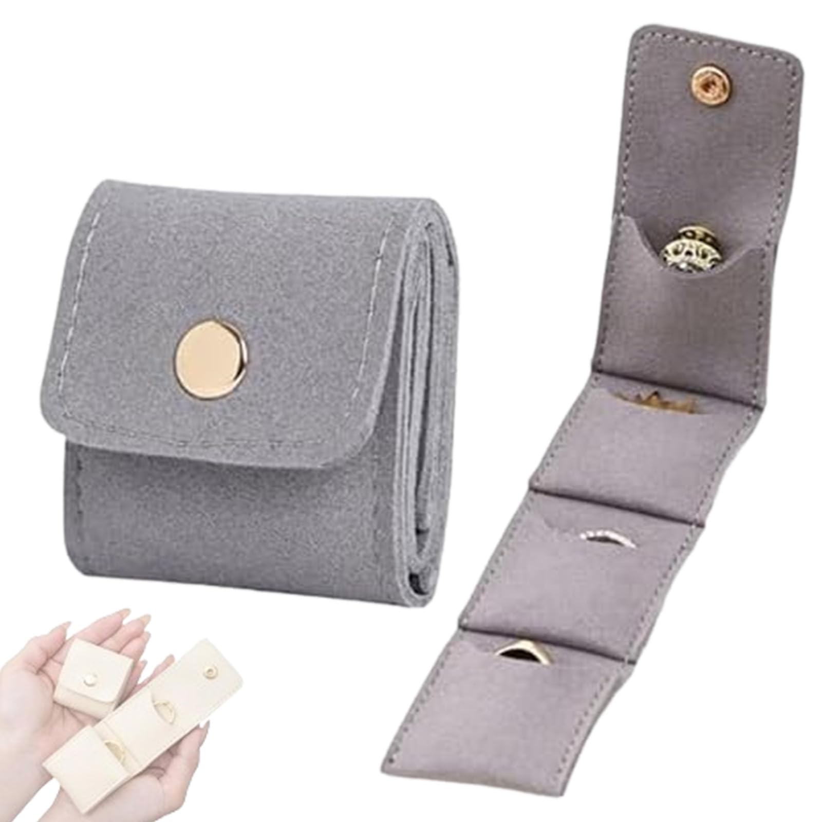 NNBWLMAEE Mini Travel Jewelry Bag, Mini Roll Bag with Buckle, Portable Foldable Organizer Case, Small Pouch for Ring, Earring (1PC-A)