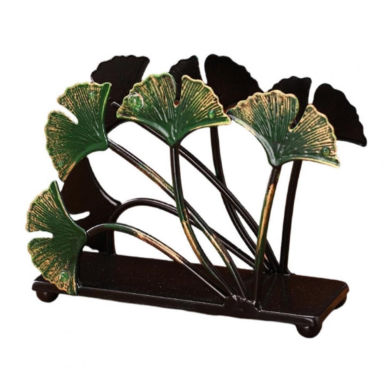 Servilletero de Mesa Servilletero Vertical Hojas Rústicas | Dispensador de toallas de papel de Metal for almacenamiento, decoración de mesa for cocina(Green)