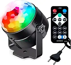 Mini Globo de Luz LED RGB Bola Maluca Iluminação Festa Som e Controle Remoto USB Bivolt – Balada, Karaokê, Bar, Aniversário