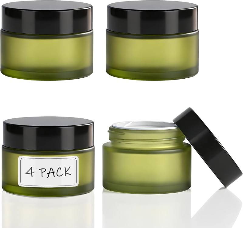 Frascos de vidro verdes foscos DOKIBI com tampas, 4 unidades, 30 mL