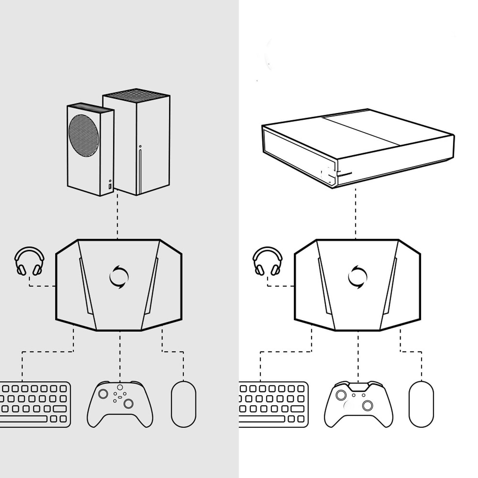 Konwerter myszy i klawiatury do konsoli gier VX2 AimBox, adapter klawiatury i myszy APP Control z funkcją RGB i dźwiękiem 3,5 mm, kompatybilny z, X box Series X/S, X box One