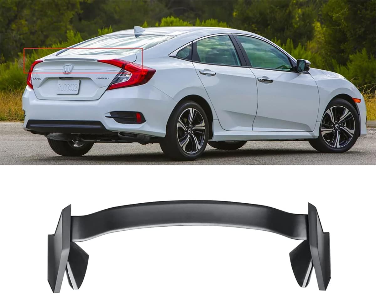 YOUNGERCAR Trunk Rear Spoiler Wing Fit for 2016-2021 10th Honda Civic Sedan FK7 4DR Type-R Style ABS Unpainted Matte Black Rear Trunk Splitter Wing Spoiler