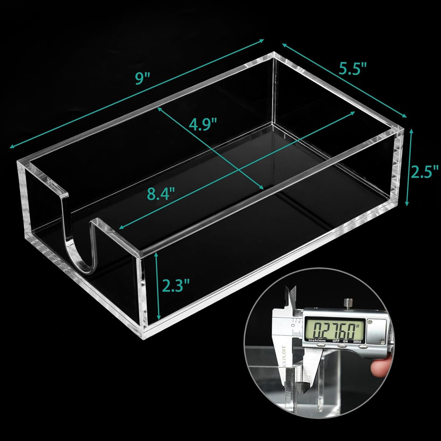 Rubtlamp 1 servilletero acrílico para baño, 0.27 pulgadas de grosor, soporte para servilletas de baño para invitados, bandeja de toalla de mano para cocina, fiestas, bodas, fiestas, hotel