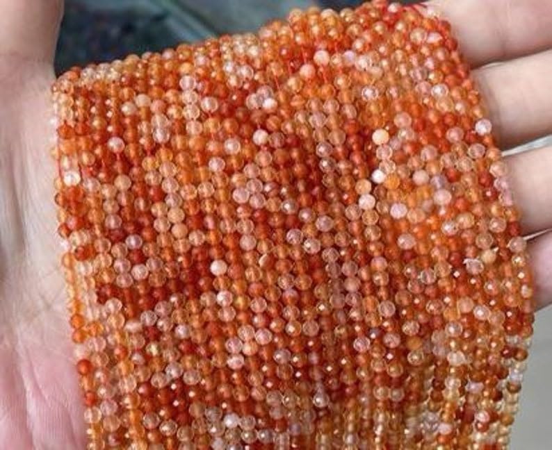 Perles en cornaline naturelle facettées 3mm pour bracelet et collier de créateur - 4