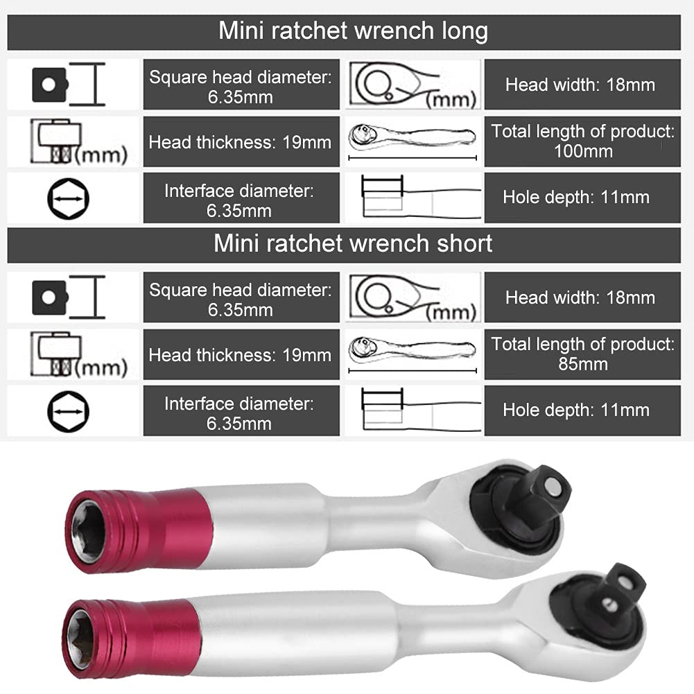 1/4 inch Torque Wrench Set, Mini Rachet Wrench Set Repair Tool for Vehicle Bike Socket Wrench Kit Tool (85mm/3.35in) - Image 2